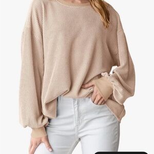 Cozy Beige Ribbed Sweater